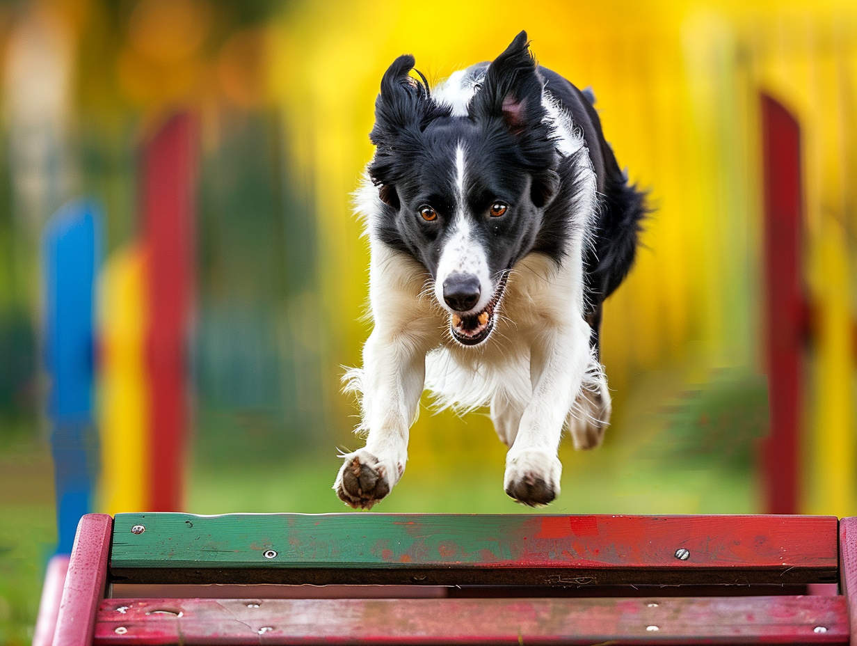 Border collie sur un parcours d'agility