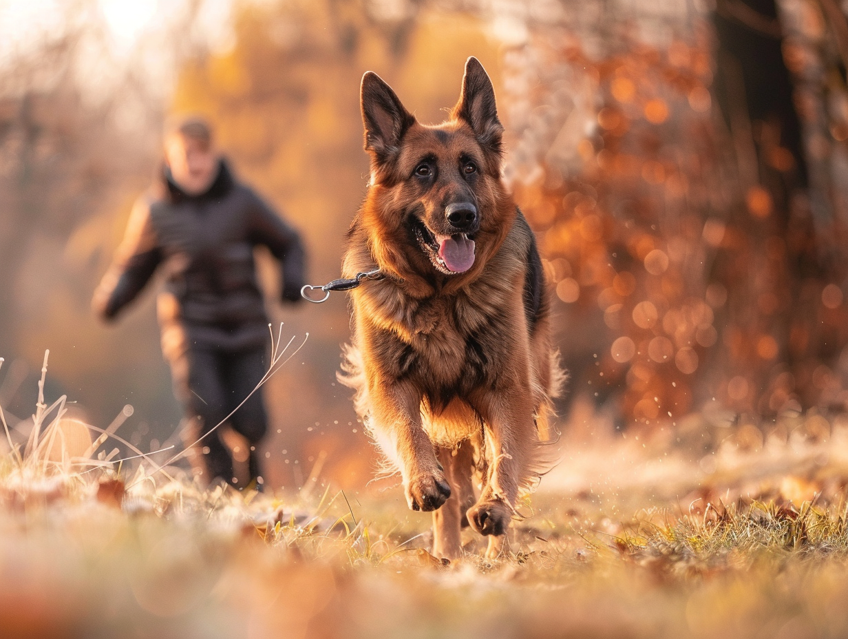Berger allemand en exercice de rappel